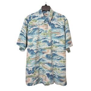 Reyn Spooner Mens 2XL Brent Bielmann Surfin 808 Aloha Shirt Hawaiian Pullover